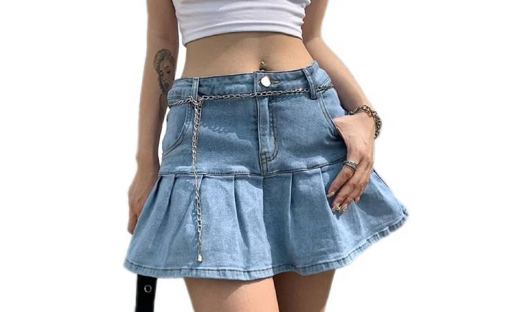 Pleated Denim Skirts